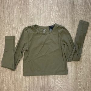 H&M Green Ribbed Sport Shirt Longsleeve